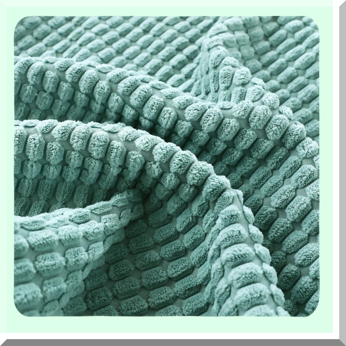 Pom-Pom Corduroy Farmhouse Throw Pillow Covers - Set of 2 Grey Blue 18x18 inch - Soft Boho Decorative Cushion Covers for Bed Couch Sofa