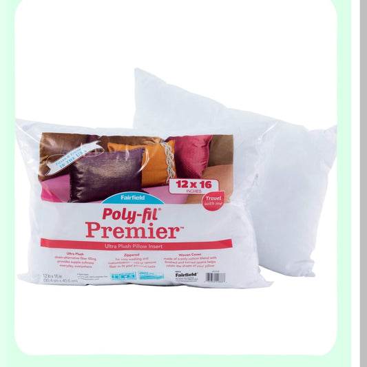 Luxury Comfort Accent Pillow Insert - Hypoallergenic 12x16 White Travel Pillow - Plush Poly-Fil Premier JP1216 Insert - Home Decor Essential