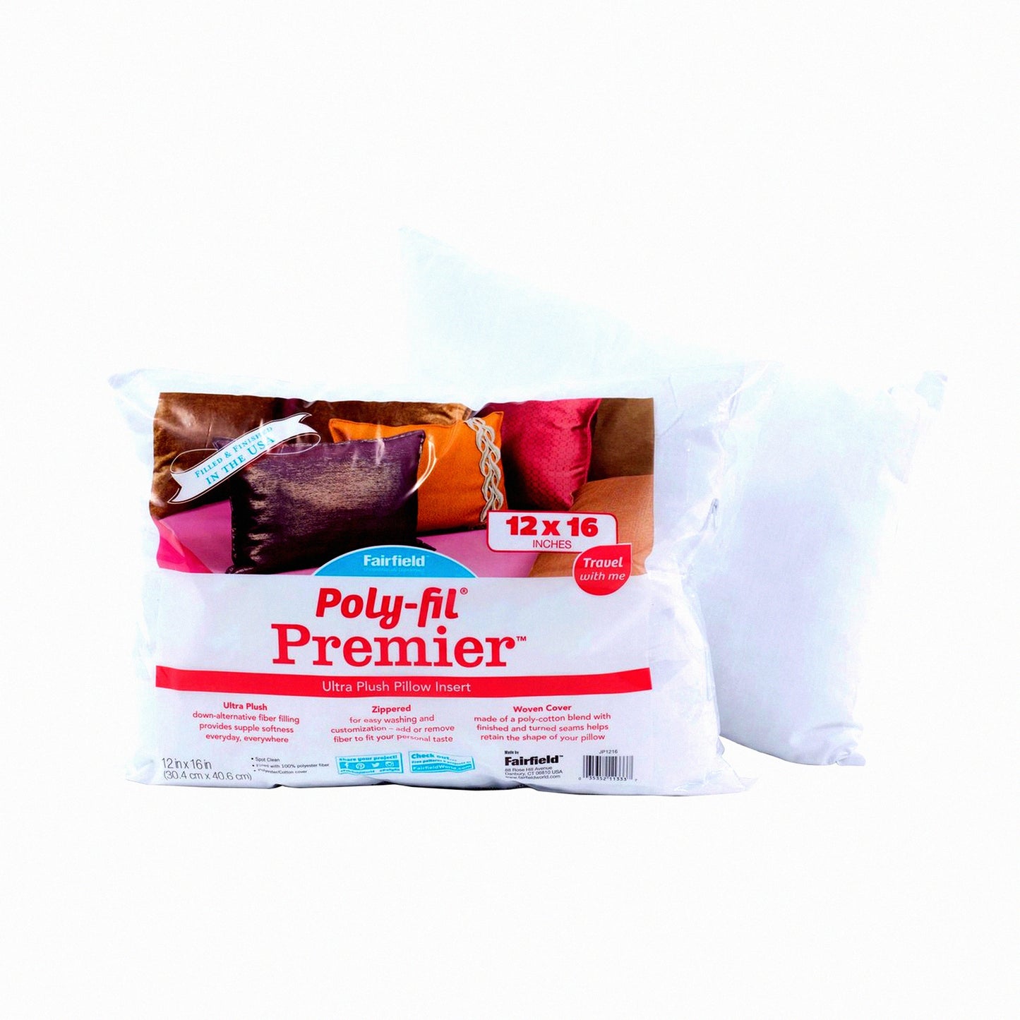 Luxury Comfort Accent Pillow Insert - Hypoallergenic 12x16 White Travel Pillow - Plush Poly-Fil Premier JP1216 Insert - Home Decor Essential