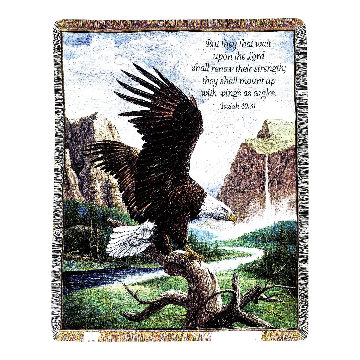 Freedom Verse Tapestry Throw - 50x60 Inch Inspirational Collection by Linda Pickens