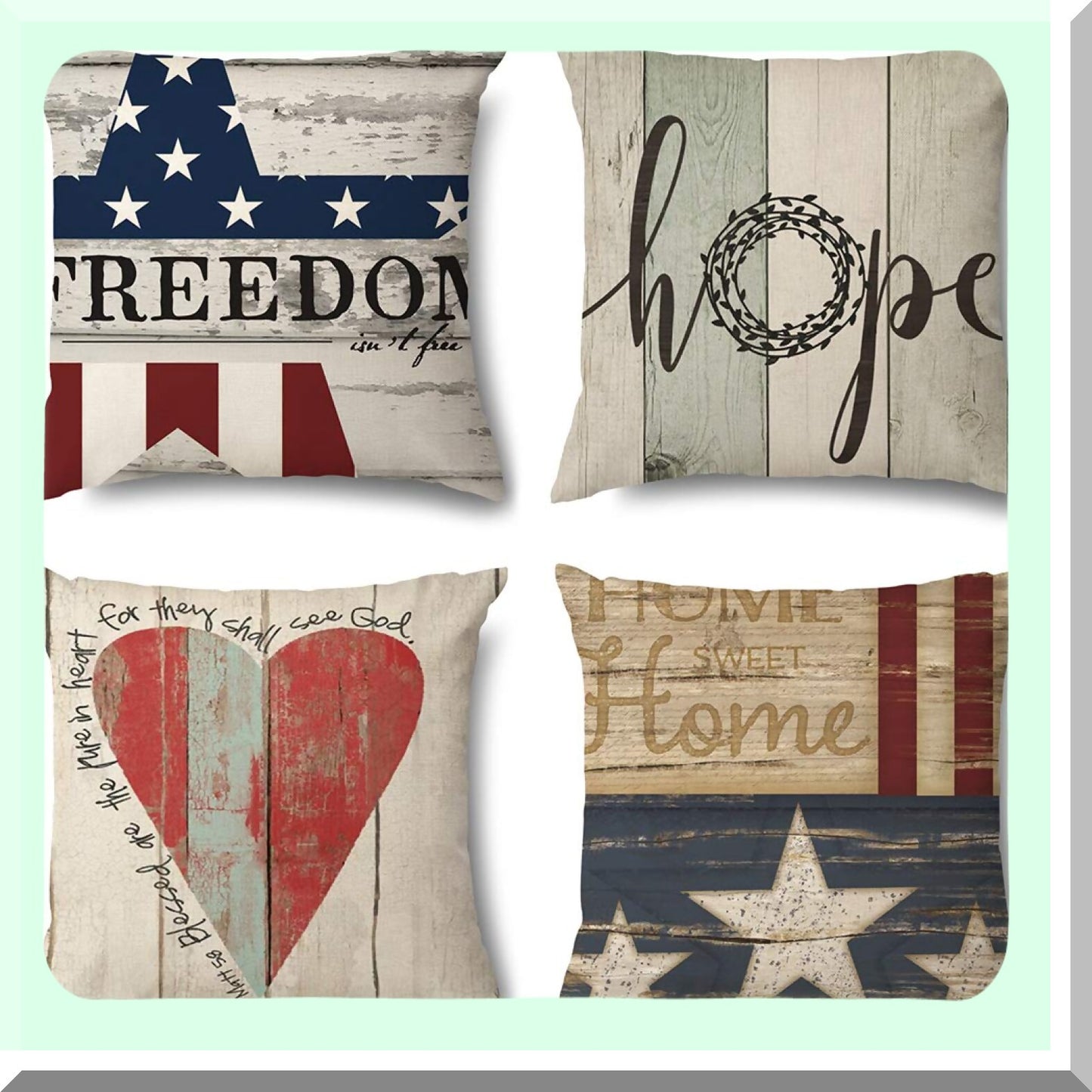 Red Linen Decorative Pillow Cover Set - 4 Pack Square Sofa Throw Pillow Cases 18x18 Inch - Home Decor Accent Cushion Covers