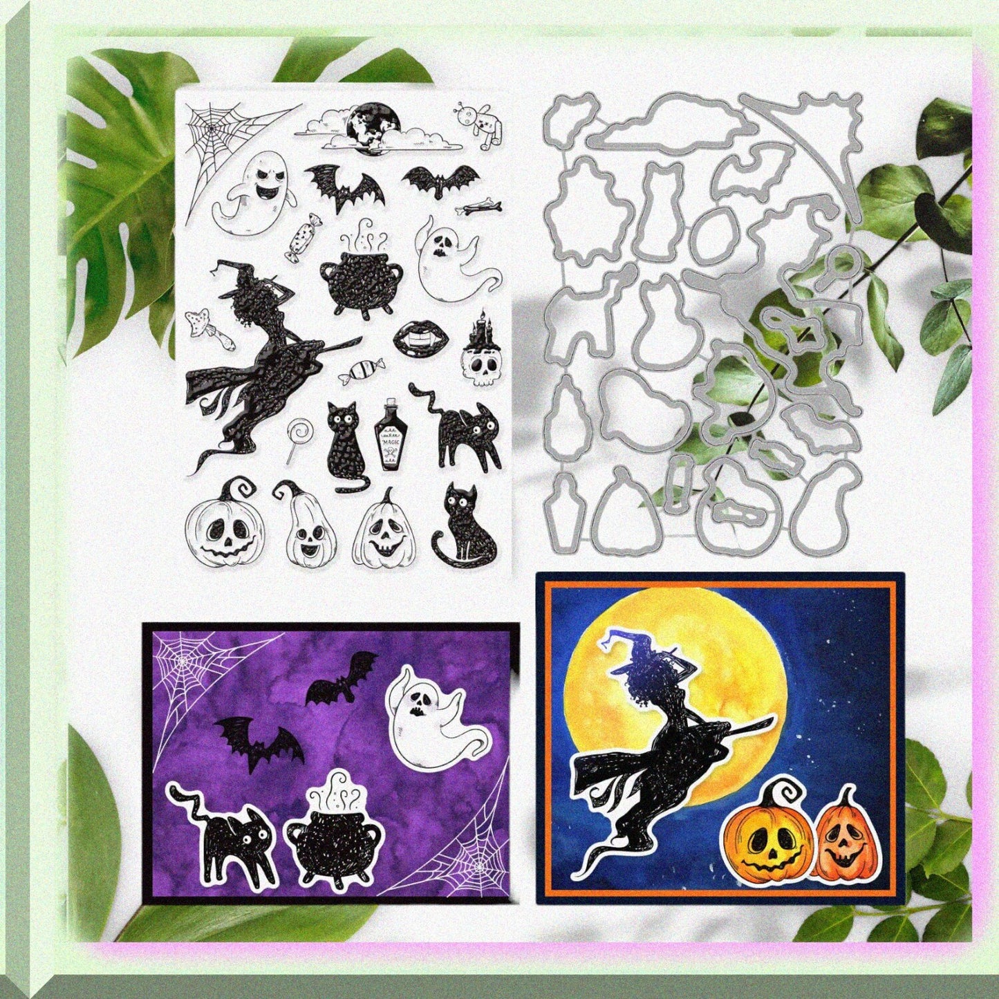 Clear Stamps and Metal Die Cuts Set for Card Making