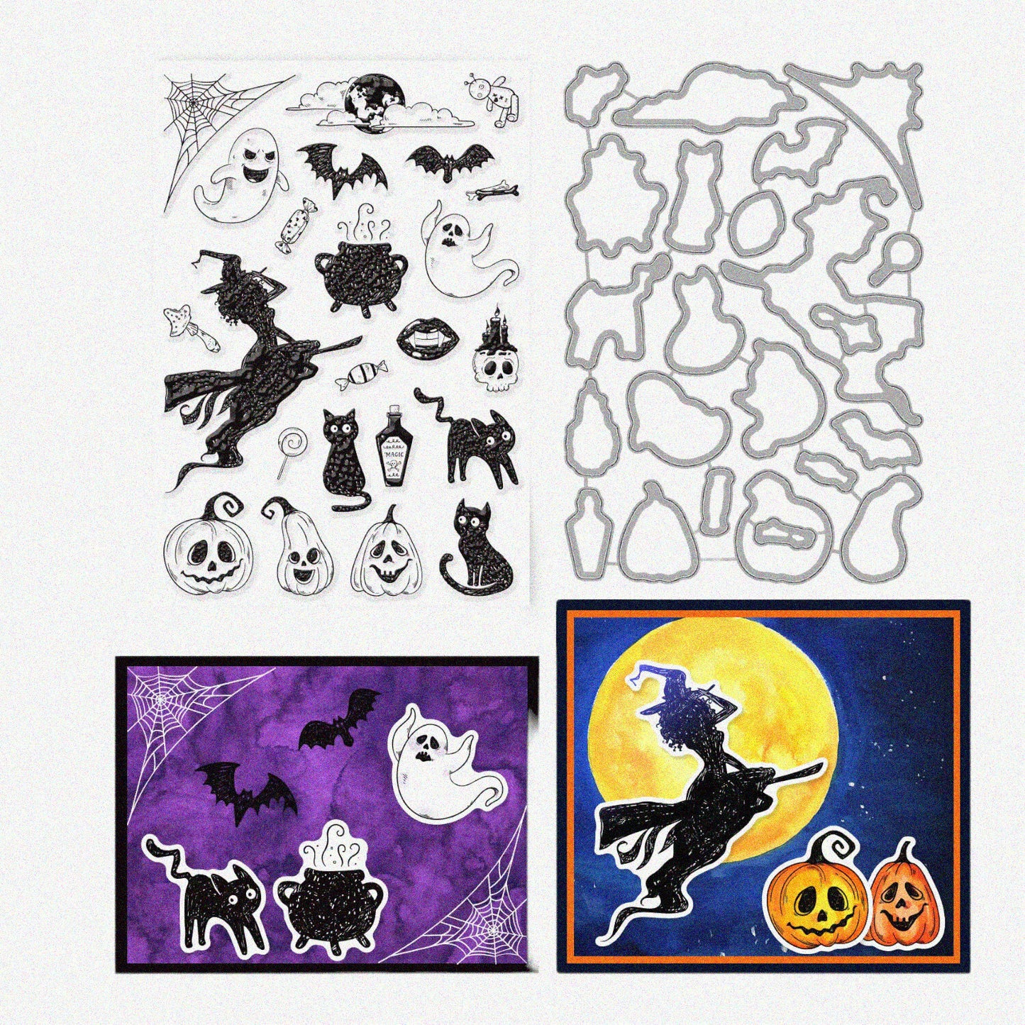 Clear Stamps and Metal Die Cuts Set for Card Making