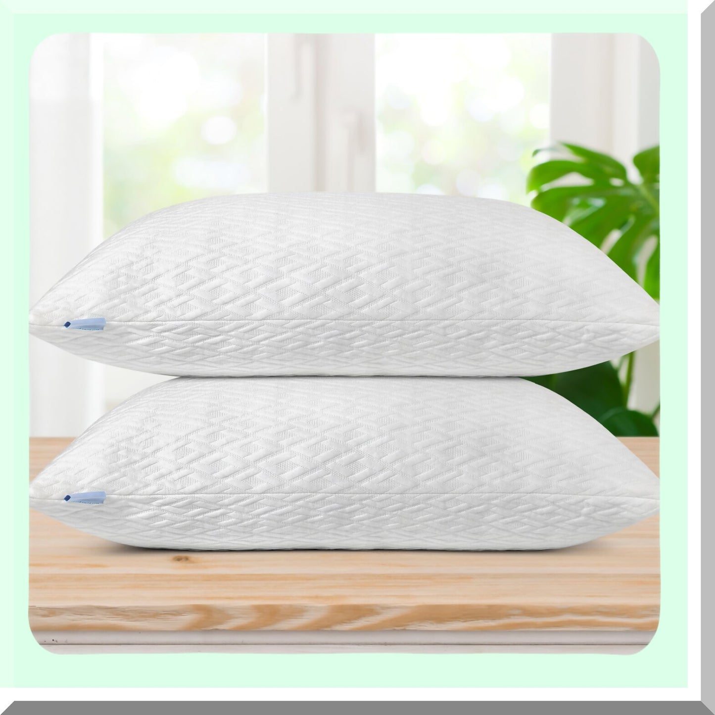 BambooCool Memory Foam Pillow - Adjustable Shredded Foam Pillow for Side, Back, Stomach Sleepers - Cooling Rayon Pillow with Washable Cover - Pack of 1