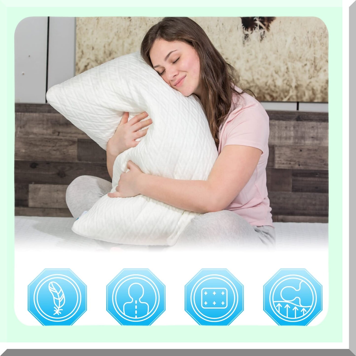 BambooCool Memory Foam Pillow - Adjustable Shredded Foam Pillow for Side, Back, Stomach Sleepers - Cooling Rayon Pillow with Washable Cover - Pack of 1