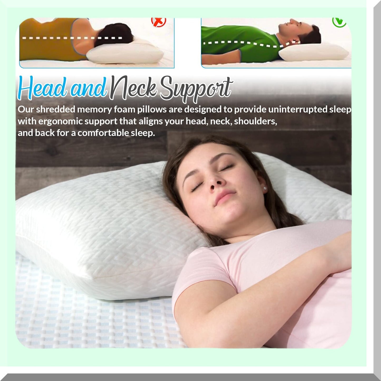 BambooCool Memory Foam Pillow - Adjustable Shredded Foam Pillow for Side, Back, Stomach Sleepers - Cooling Rayon Pillow with Washable Cover - Pack of 1