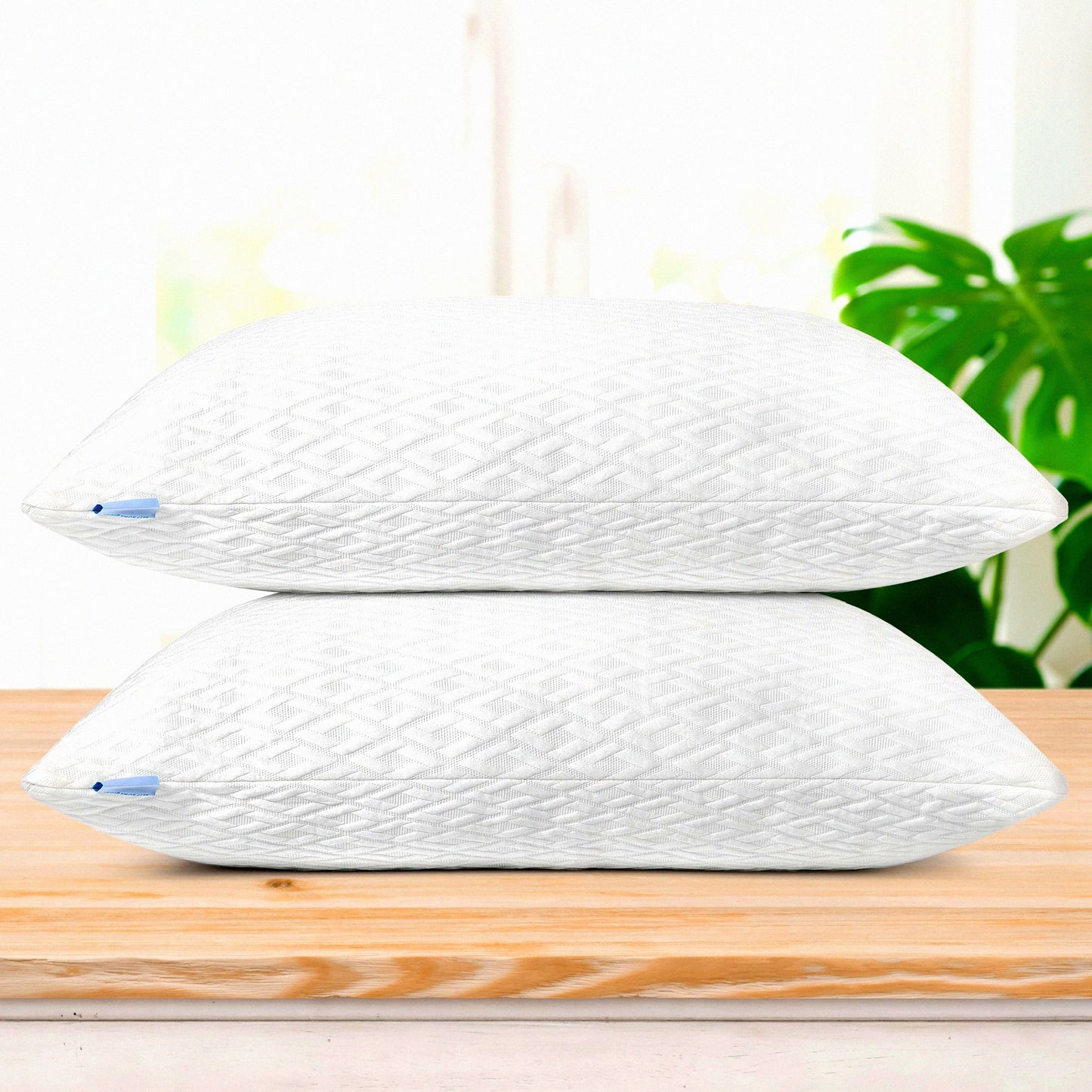 BambooCool Memory Foam Pillow - Adjustable Shredded Foam Pillow for Side, Back, Stomach Sleepers - Cooling Rayon Pillow with Washable Cover - Pack of 1