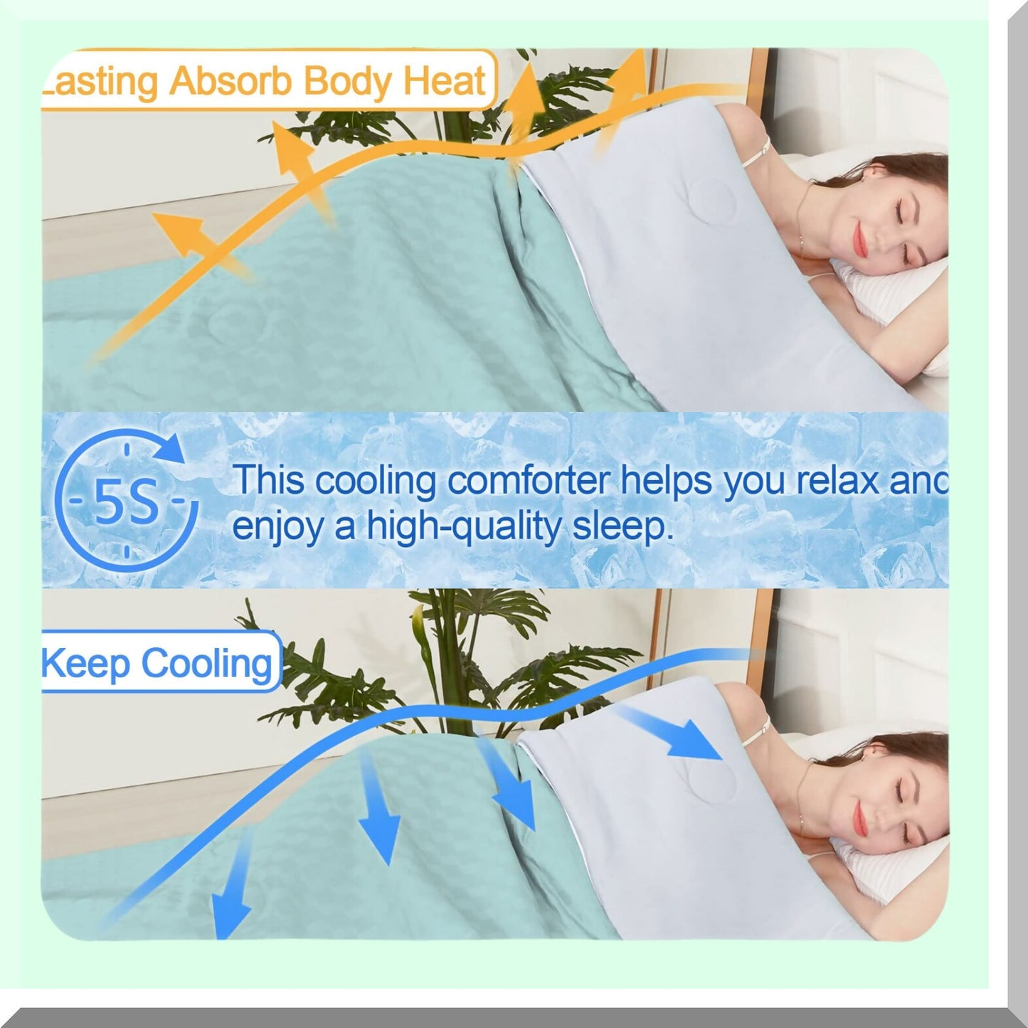 CoolMax CoolBreeze Cooling Blanket - Full/Queen Size | Summer Comforter for Hot Sleepers | Lightweight Breathable Blanket for Night Sweats | Water Green, 79" x 90"