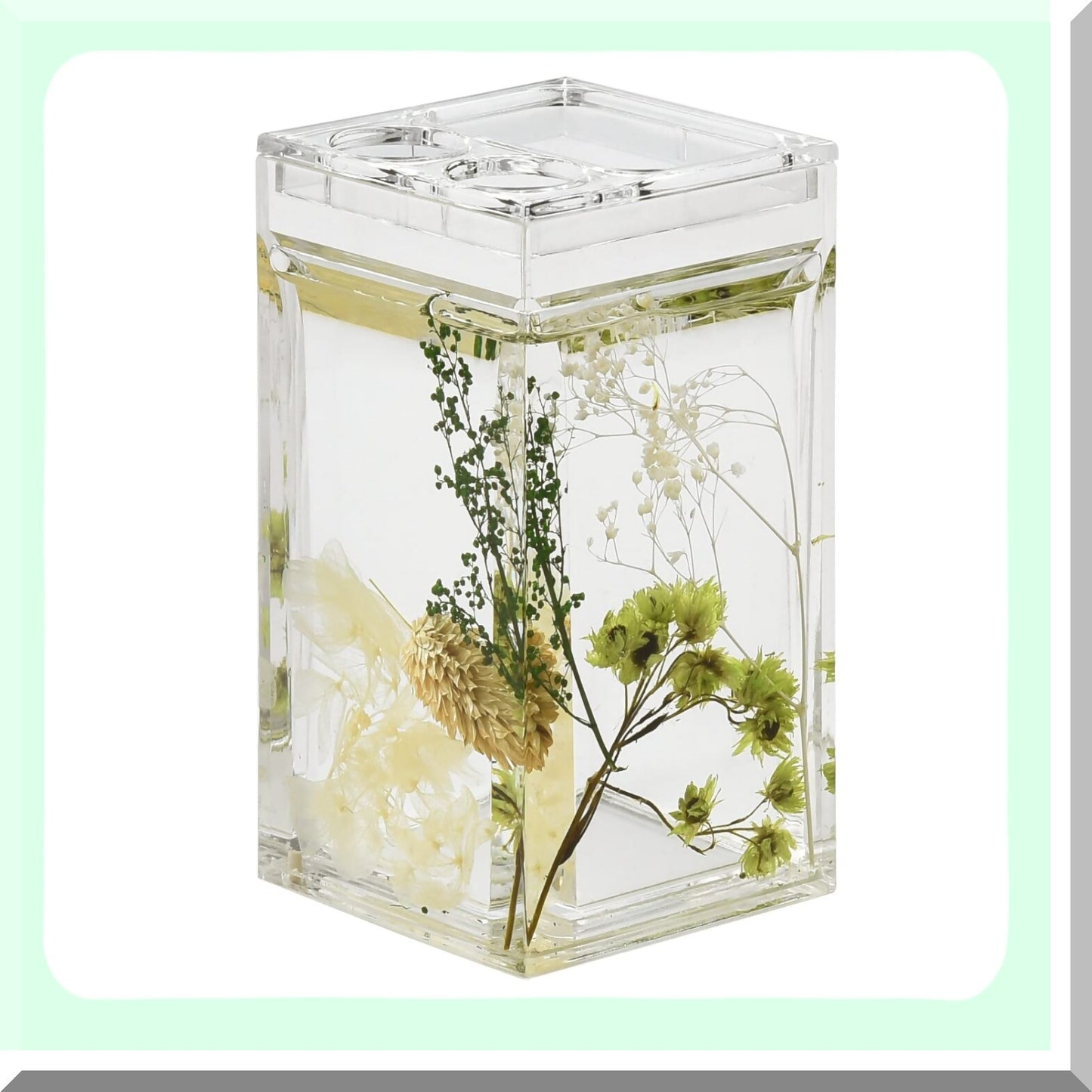 4 Piece Acrylic Floating Bathroom Vanity Accessory Set Green Plants