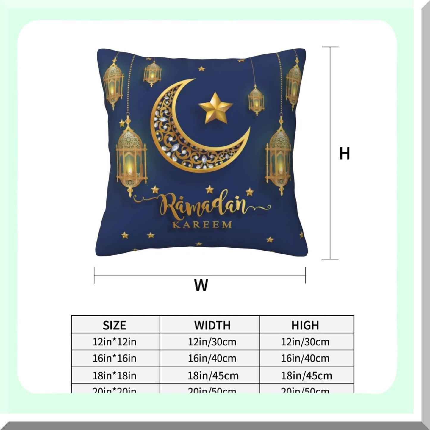 Ramadan Kareem Decorative Pillow Set - 18x18 Inch Cushion Covers for Couch, Islamic Gifts, Festive Home Decoration - Pack of 2