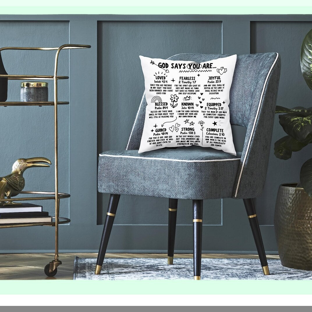 LovedJoyfulBlessedStrong Throw Pillow Covers - Christian Art Inspirational Gifts - Fearless Jesus Doodle Soft 18X18 Inch