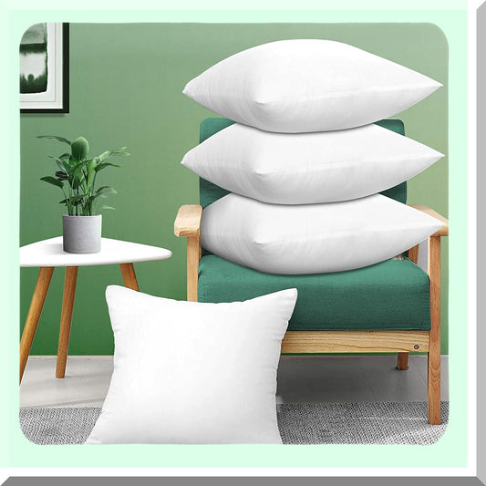 Square Lumbar Support Throw Pillow Inserts - Premium Microfiber Filled Decorative Stuffer for Sofa Bed Couch Chairs - 28x28 Inch White - Set of 4