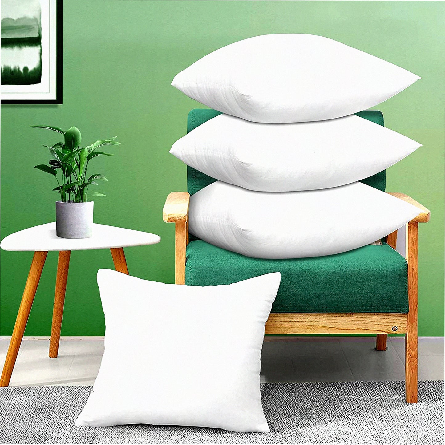 Square Lumbar Support Throw Pillow Inserts - Premium Microfiber Filled Decorative Stuffer for Sofa Bed Couch Chairs - 28x28 Inch White - Set of 4