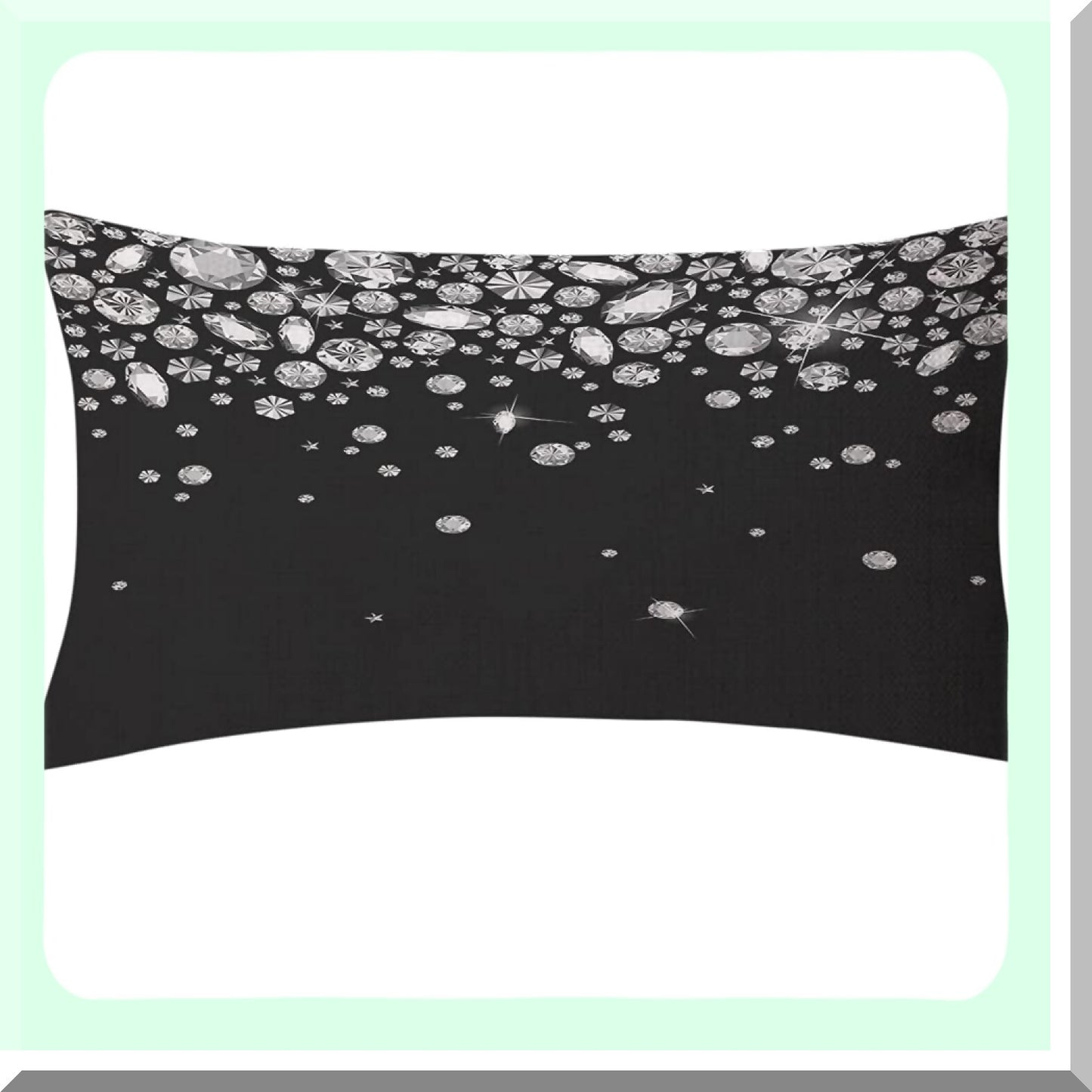 Crystal Sparkle Gemstone White Cotton Linen Throw Pillow Cover - Shiny Diamond Decorative Cushion Case for Sofa Lumbar Support 12x20 Inches