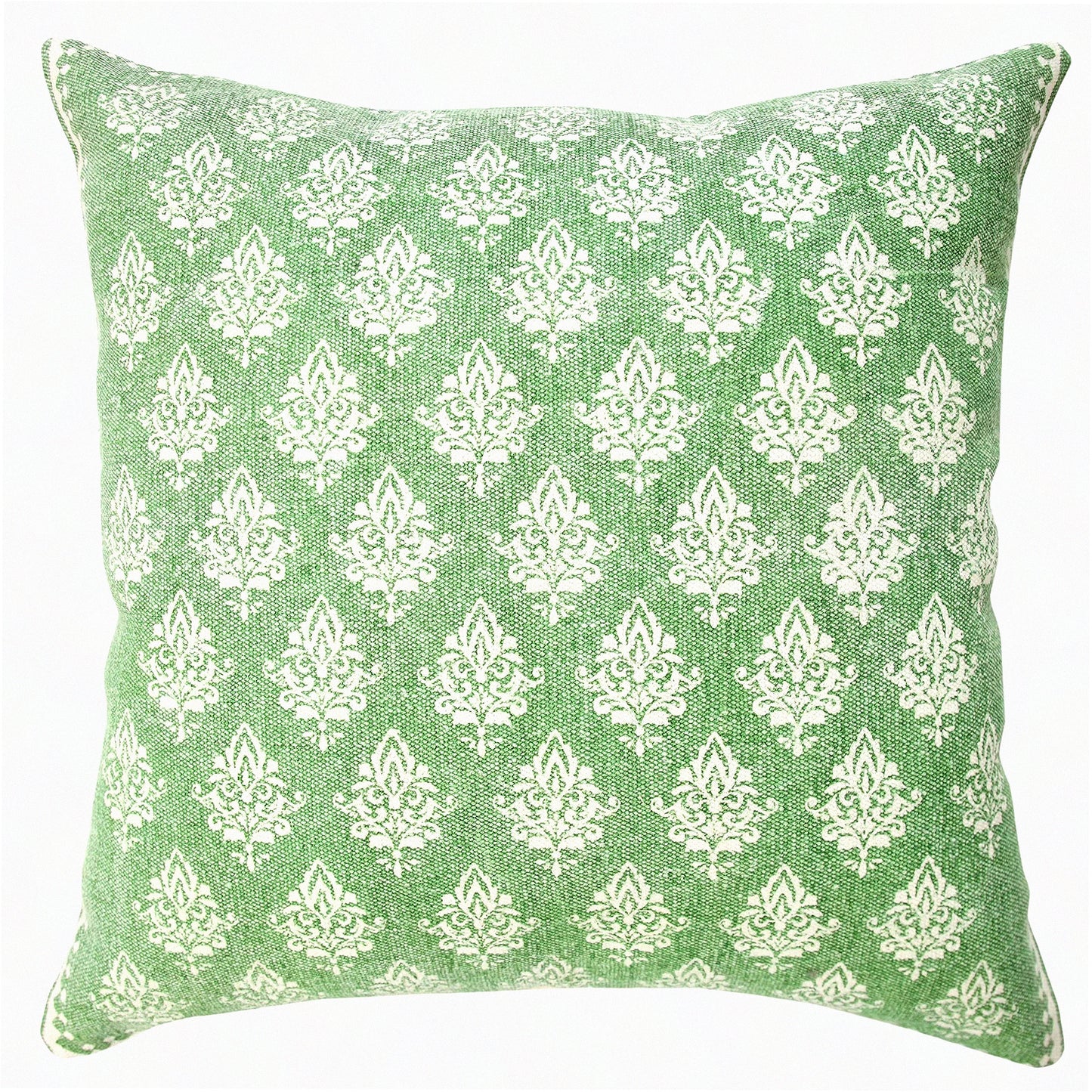 Botanical Bliss Hand-Woven Cotton Pillow Cover - Green/White Floral Design - 20" x 20" - Eco-Friendly Home Decor - Sustainable Living