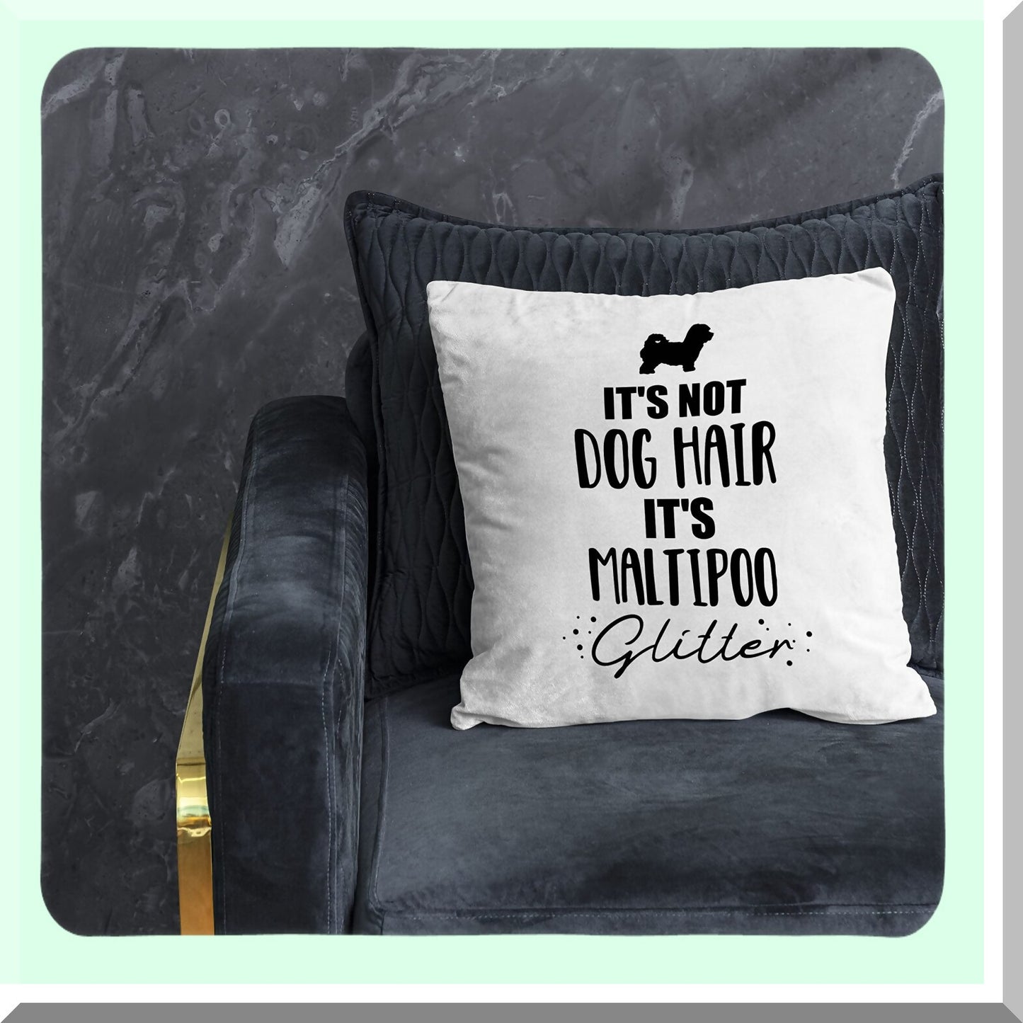 Maltipoo Glitter Sparkle Pillow Cover - Funny Dog Themed Decor for Home & Bedroom - Gifts for Dog Lovers & Women - 18x18 Inch Girls Room Accent