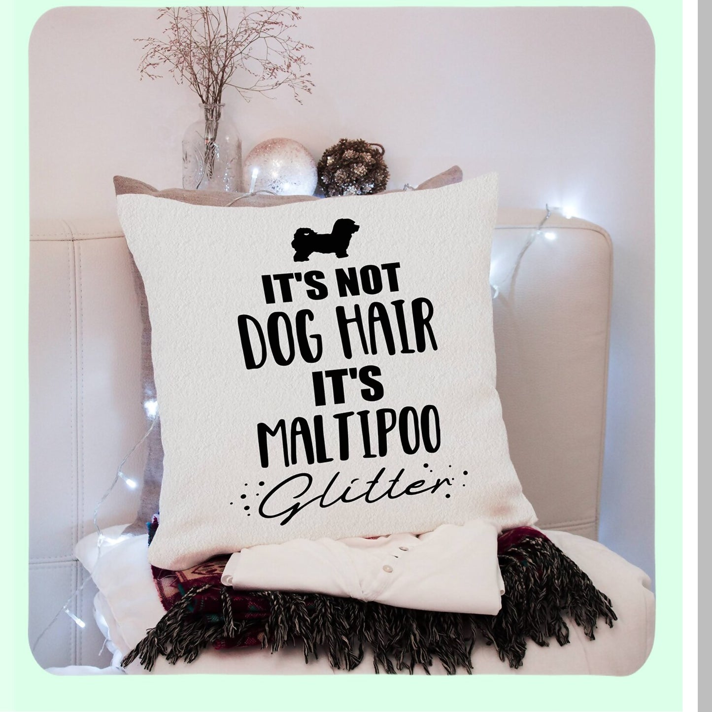 Maltipoo Glitter Sparkle Pillow Cover - Funny Dog Themed Decor for Home & Bedroom - Gifts for Dog Lovers & Women - 18x18 Inch Girls Room Accent