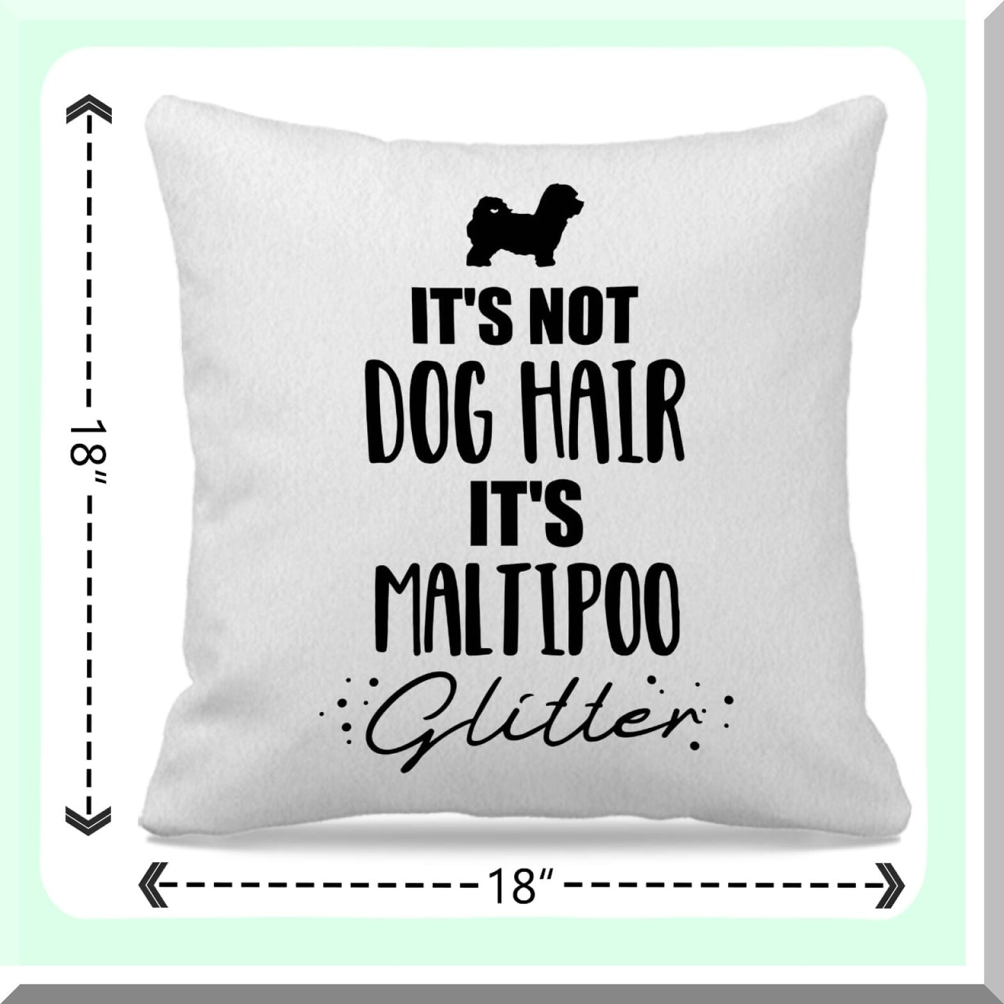 Maltipoo Glitter Sparkle Pillow Cover - Funny Dog Themed Decor for Home & Bedroom - Gifts for Dog Lovers & Women - 18x18 Inch Girls Room Accent
