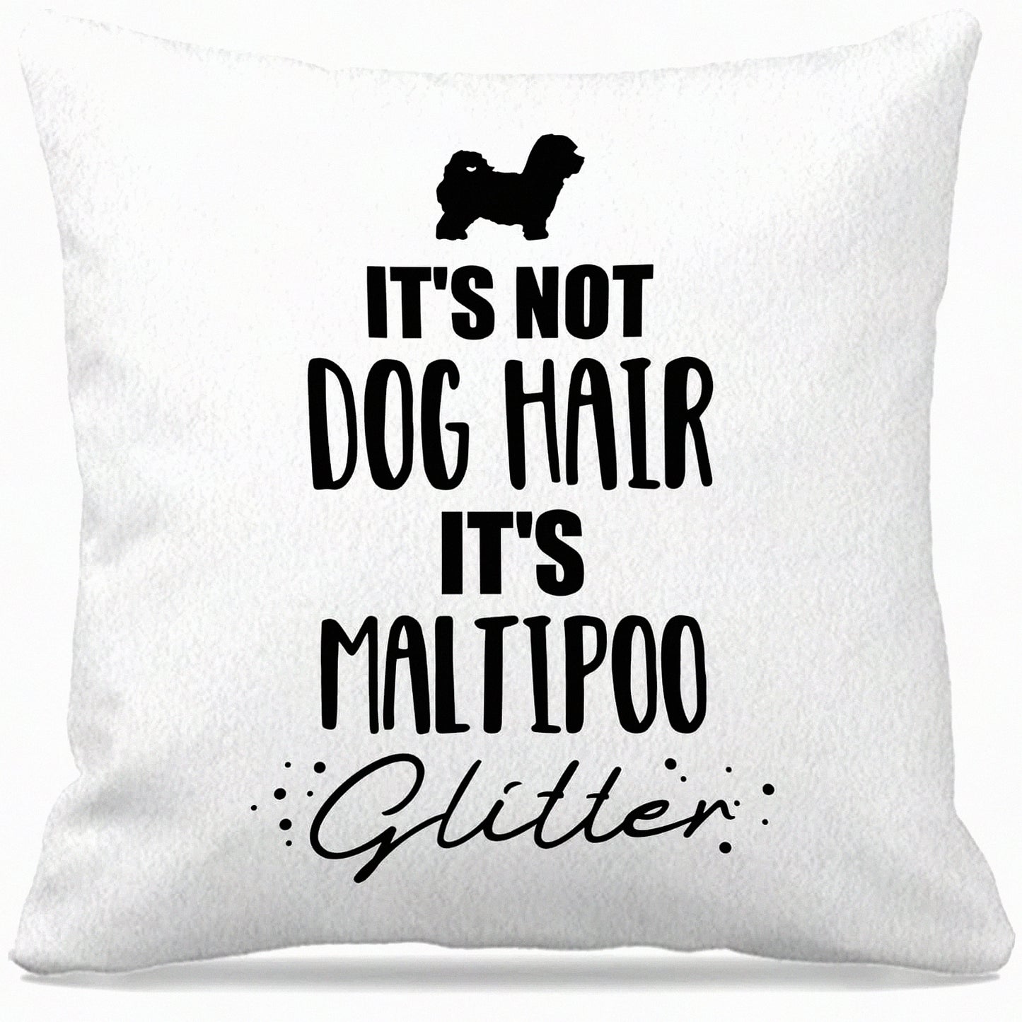 Maltipoo Glitter Sparkle Pillow Cover - Funny Dog Themed Decor for Home & Bedroom - Gifts for Dog Lovers & Women - 18x18 Inch Girls Room Accent