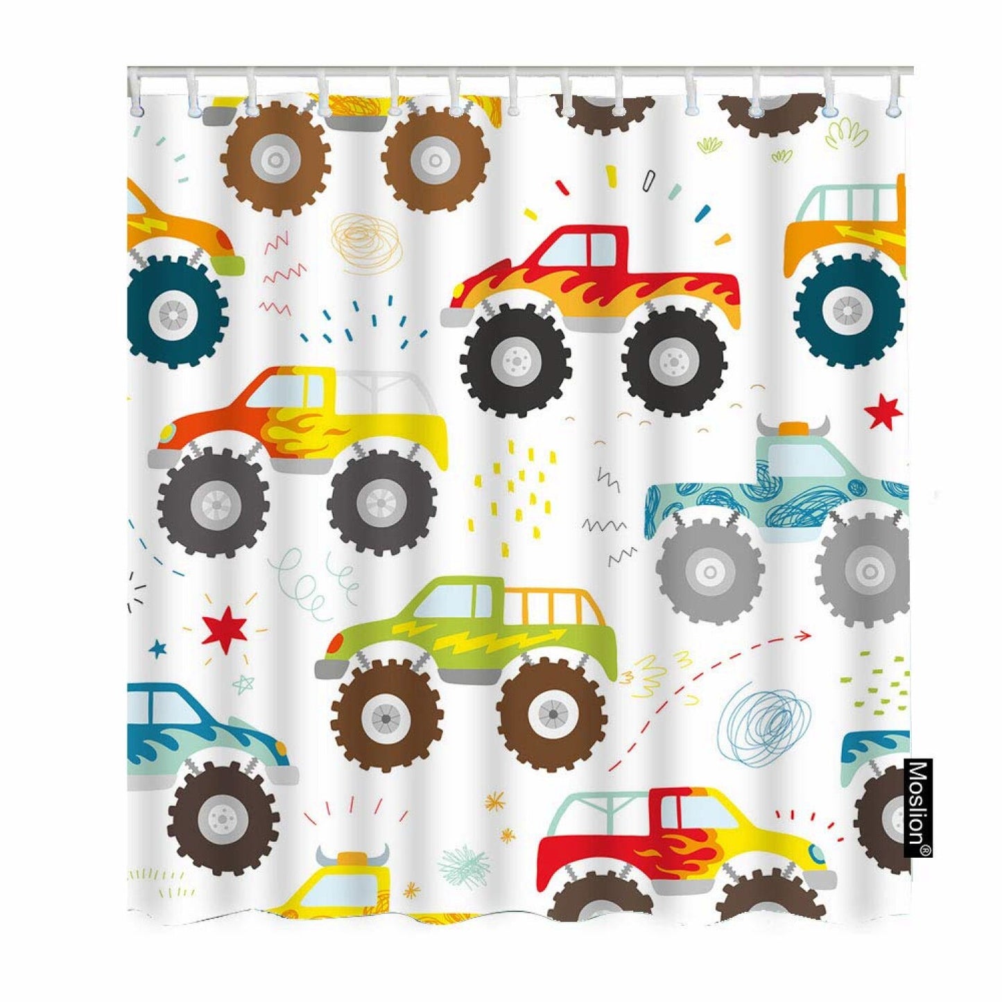 Truck Shower Curtain Set 66x72 Inch with Hooks