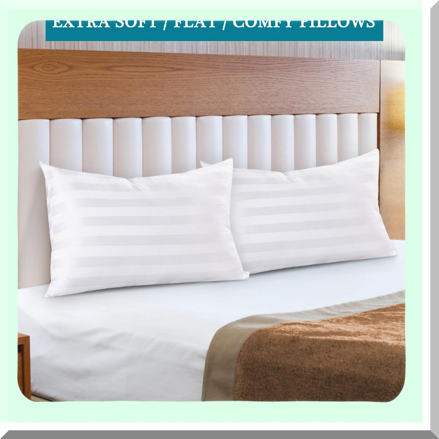 UltraPlush Sleep Pillows - Hypoallergenic Down Alternative Fill, Extra Flat Design for Side, Back, and Stomach Sleepers, Standard Size 20x26, Set of 2