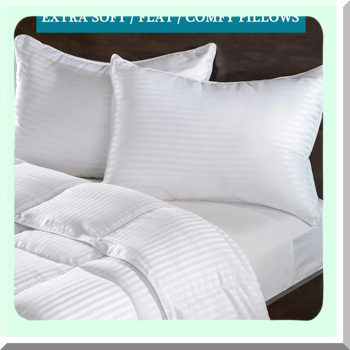 UltraPlush Sleep Pillows - Hypoallergenic Down Alternative Fill, Extra Flat Design for Side, Back, and Stomach Sleepers, Standard Size 20x26, Set of 2