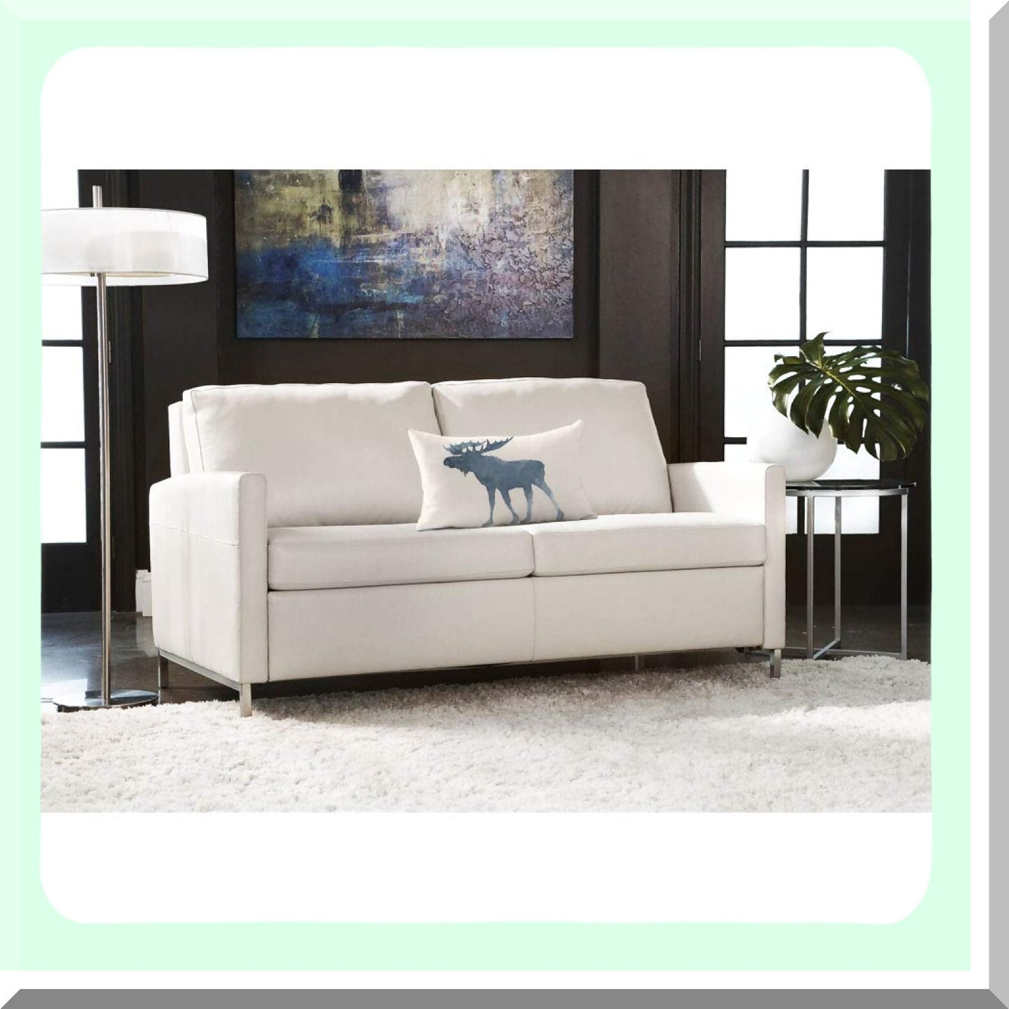 Winter Moose Horns Decorative Pillow Cover - 12x20 Inch Blue White Cotton Linen Cushion Case for Bed Sofa - Cute Animal Snow Rectangle Home Decor