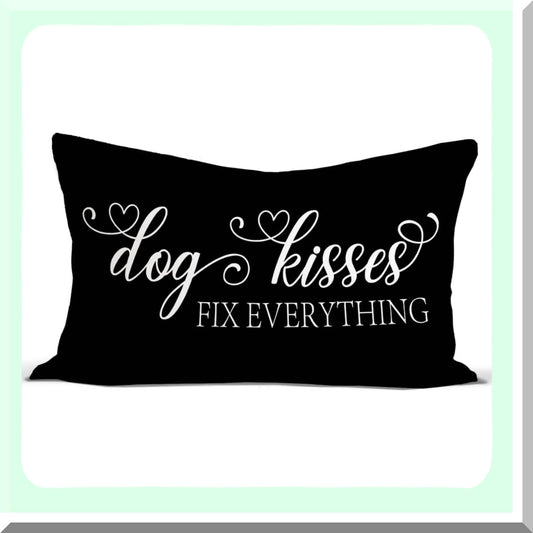 Funny Dog Kisses Throw Pillow Covers - Black and White Dog Decorations for Home - Cute Dog Couch Pillow Case - Reserved for Dog 12x20 Inch