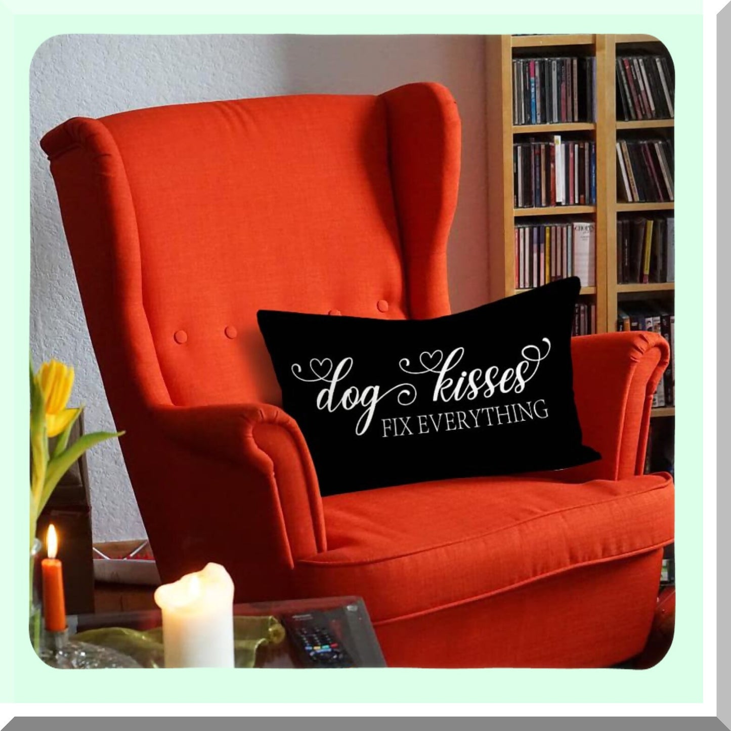 Funny Dog Kisses Throw Pillow Covers - Black and White Dog Decorations for Home - Cute Dog Couch Pillow Case - Reserved for Dog 12x20 Inch