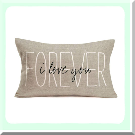 Love Nest Warm Quotes Lumbar Pillow Covers - Valentines Day Decorative Words Cases for Sweet Home - Family Cotton Linen Waist Pillowcase - Couple Lover Gifts