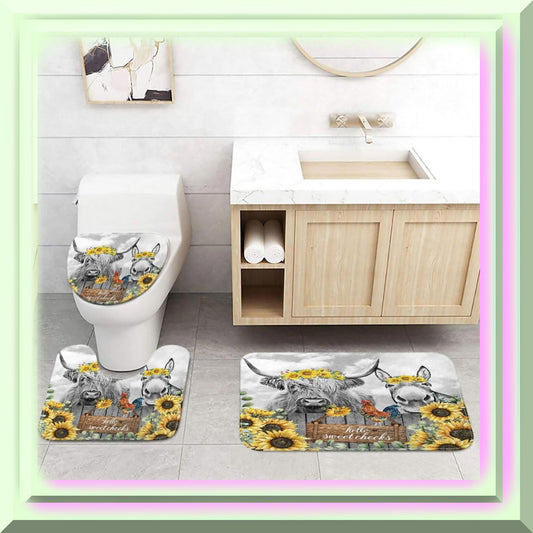 Highland Cow Donkey Farmhouse Bathroom Rug 17x29