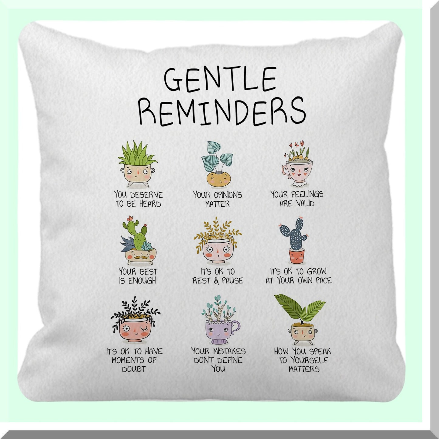 Botanical Bliss Affirmation Pillow Cover - Positive Mental Health Decor for Therapy Office & Counselor Room - Cute Potted Plants Cushion Case - Gifts for Teens, Women, Girls