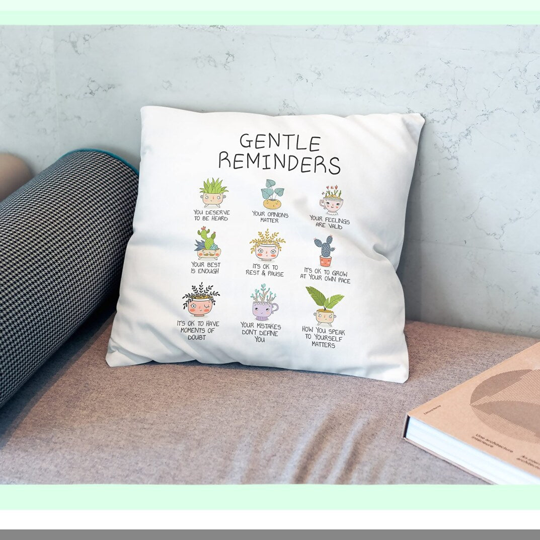 Botanical Bliss Affirmation Pillow Cover - Positive Mental Health Decor for Therapy Office & Counselor Room - Cute Potted Plants Cushion Case - Gifts for Teens, Women, Girls
