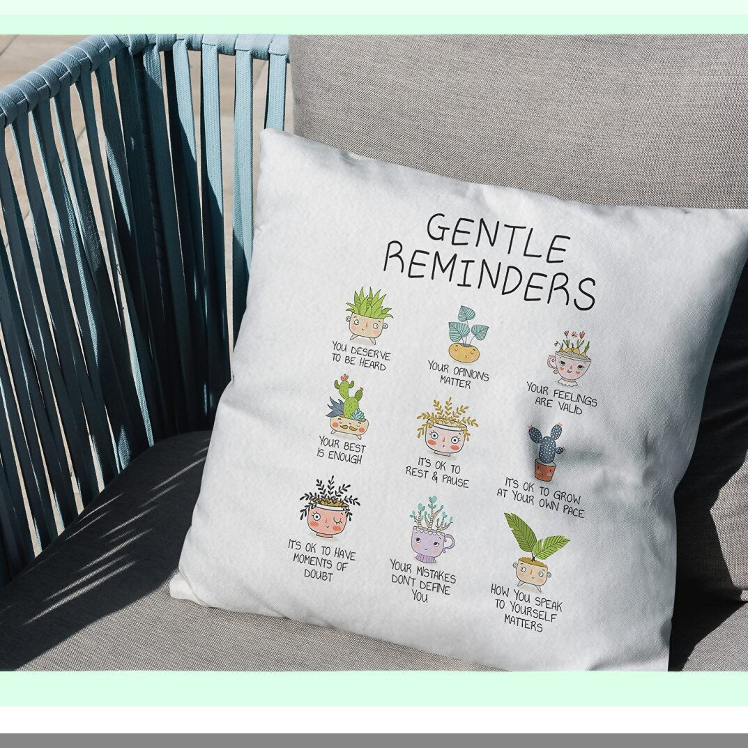 Botanical Bliss Affirmation Pillow Cover - Positive Mental Health Decor for Therapy Office & Counselor Room - Cute Potted Plants Cushion Case - Gifts for Teens, Women, Girls