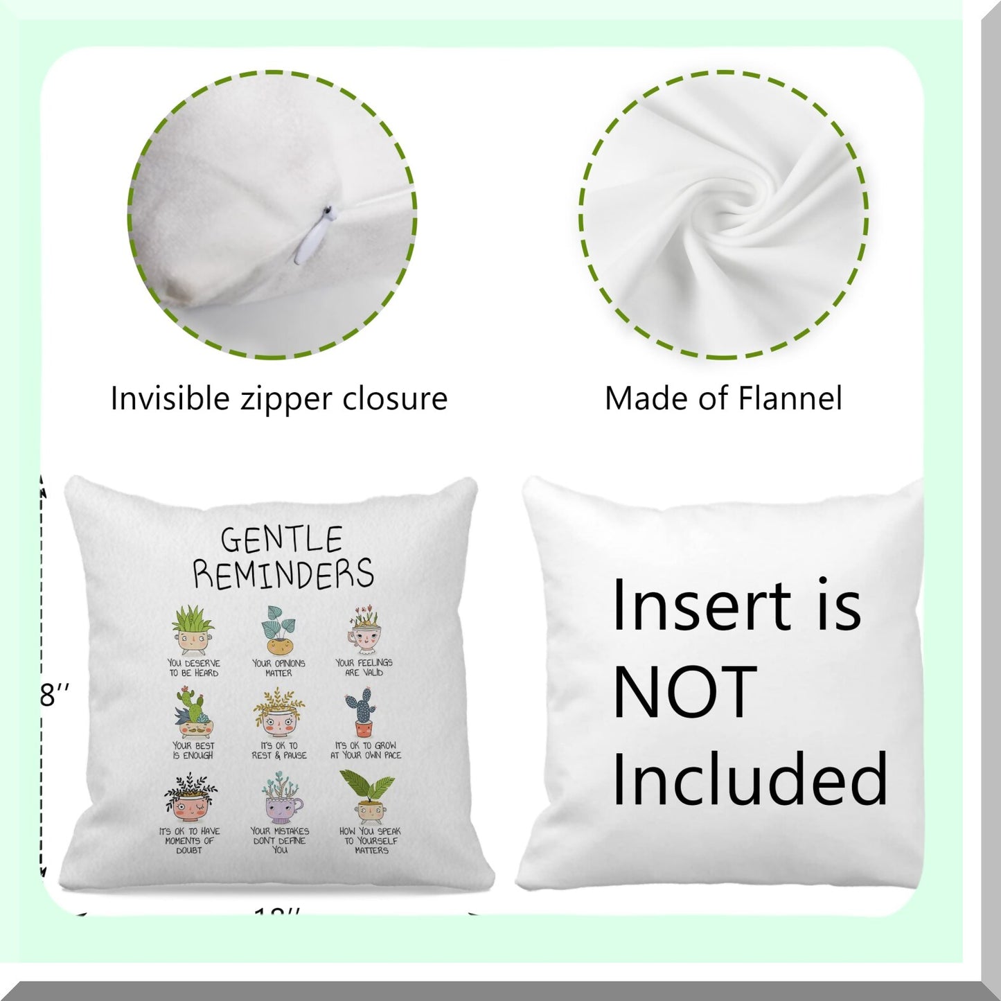 Botanical Bliss Affirmation Pillow Cover - Positive Mental Health Decor for Therapy Office & Counselor Room - Cute Potted Plants Cushion Case - Gifts for Teens, Women, Girls