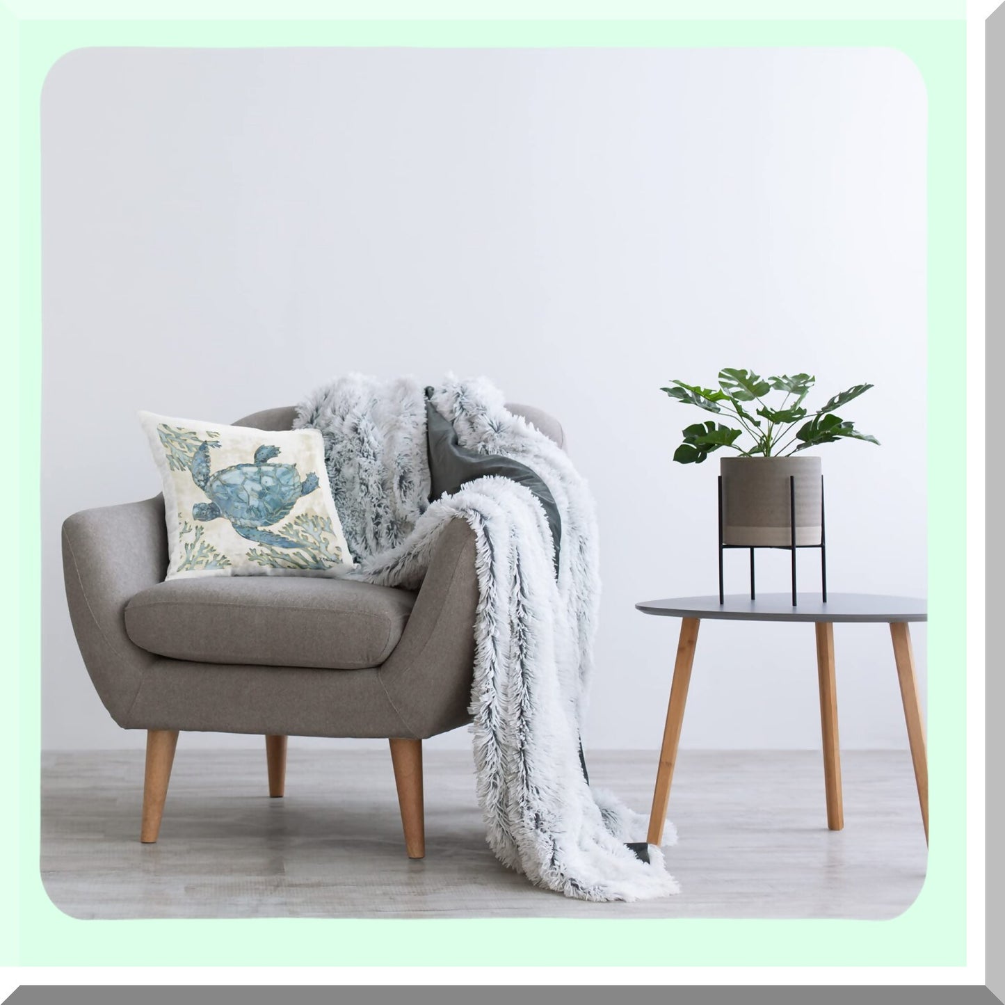 Oceanic Blue Turtle Coral Reef Throw Pillow - Coastal Decorative Cushion with Sea Turtle Design by Paul Brent - 18 x 18 inches