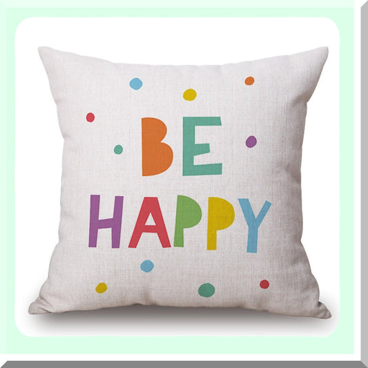 Happy Moments Cotton Linen Pillowcase - Wedding Party Decor Cushion Cover for Sofa Bed, 18x18 Inches - Lettering Throw Pillow Case
