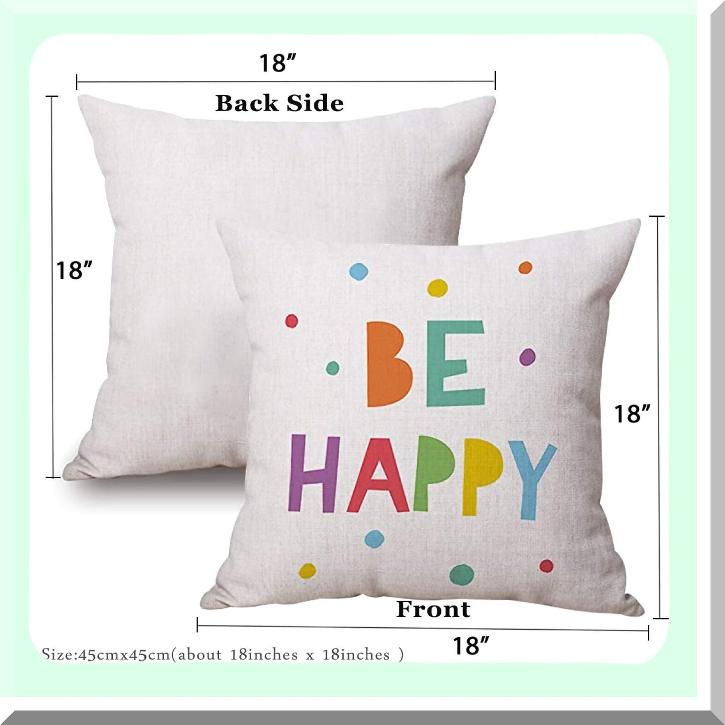 Happy Moments Cotton Linen Pillowcase - Wedding Party Decor Cushion Cover for Sofa Bed, 18x18 Inches - Lettering Throw Pillow Case