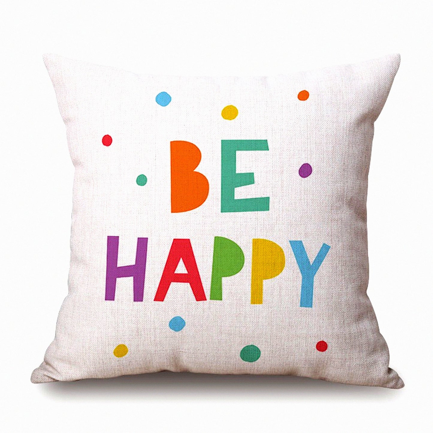 Happy Moments Cotton Linen Pillowcase - Wedding Party Decor Cushion Cover for Sofa Bed, 18x18 Inches - Lettering Throw Pillow Case