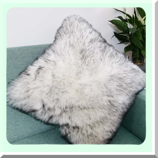 Luxury Plush Black and White Fur Throw Pillow Cover - Soft Faux Fur Cushion Cover for Couch, Sofa, Bed - Decorative Accent Pillow Case 18x18"