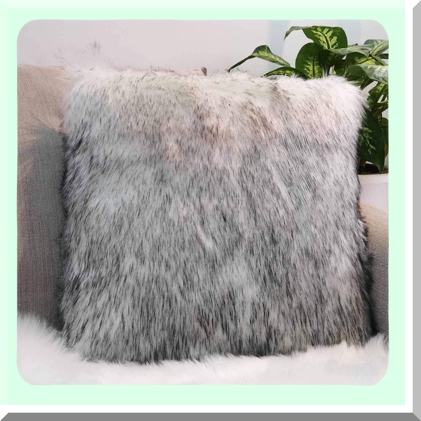 Luxury Plush Black and White Fur Throw Pillow Cover - Soft Faux Fur Cushion Cover for Couch, Sofa, Bed - Decorative Accent Pillow Case 18x18"