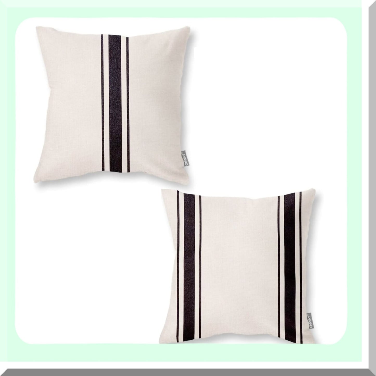 Rustic Farmhouse Black Beige Throw Pillow Covers Set - Indoor Outdoor Decorative Sofa Couch Pillows 18x18 - Home Decor Accent Set of 2