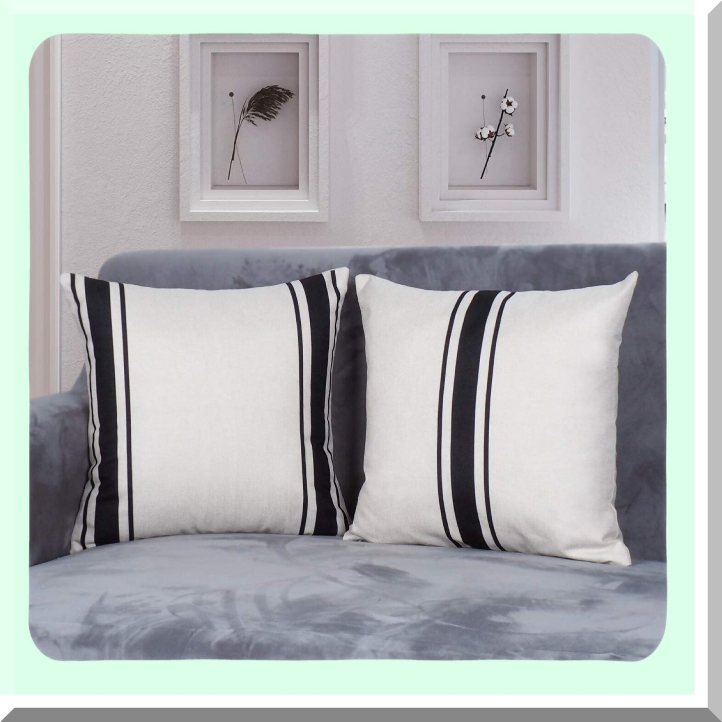 Rustic Farmhouse Black Beige Throw Pillow Covers Set - Indoor Outdoor Decorative Sofa Couch Pillows 18x18 - Home Decor Accent Set of 2