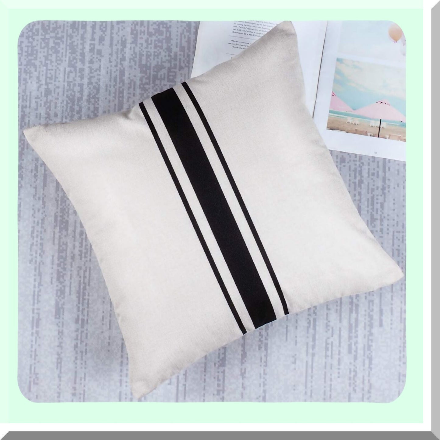 Rustic Farmhouse Black Beige Throw Pillow Covers Set - Indoor Outdoor Decorative Sofa Couch Pillows 18x18 - Home Decor Accent Set of 2