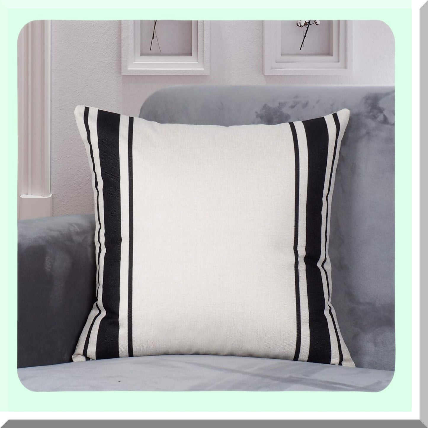 Rustic Farmhouse Black Beige Throw Pillow Covers Set - Indoor Outdoor Decorative Sofa Couch Pillows 18x18 - Home Decor Accent Set of 2