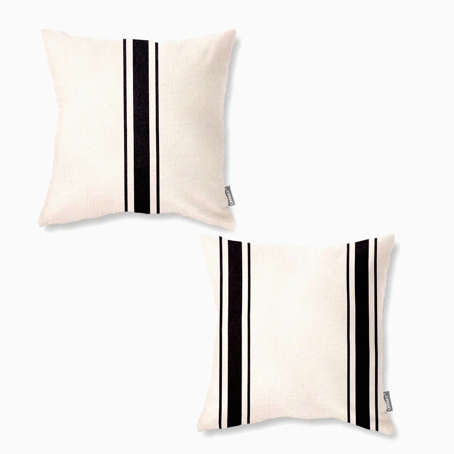 Rustic Farmhouse Black Beige Throw Pillow Covers Set - Indoor Outdoor Decorative Sofa Couch Pillows 18x18 - Home Decor Accent Set of 2