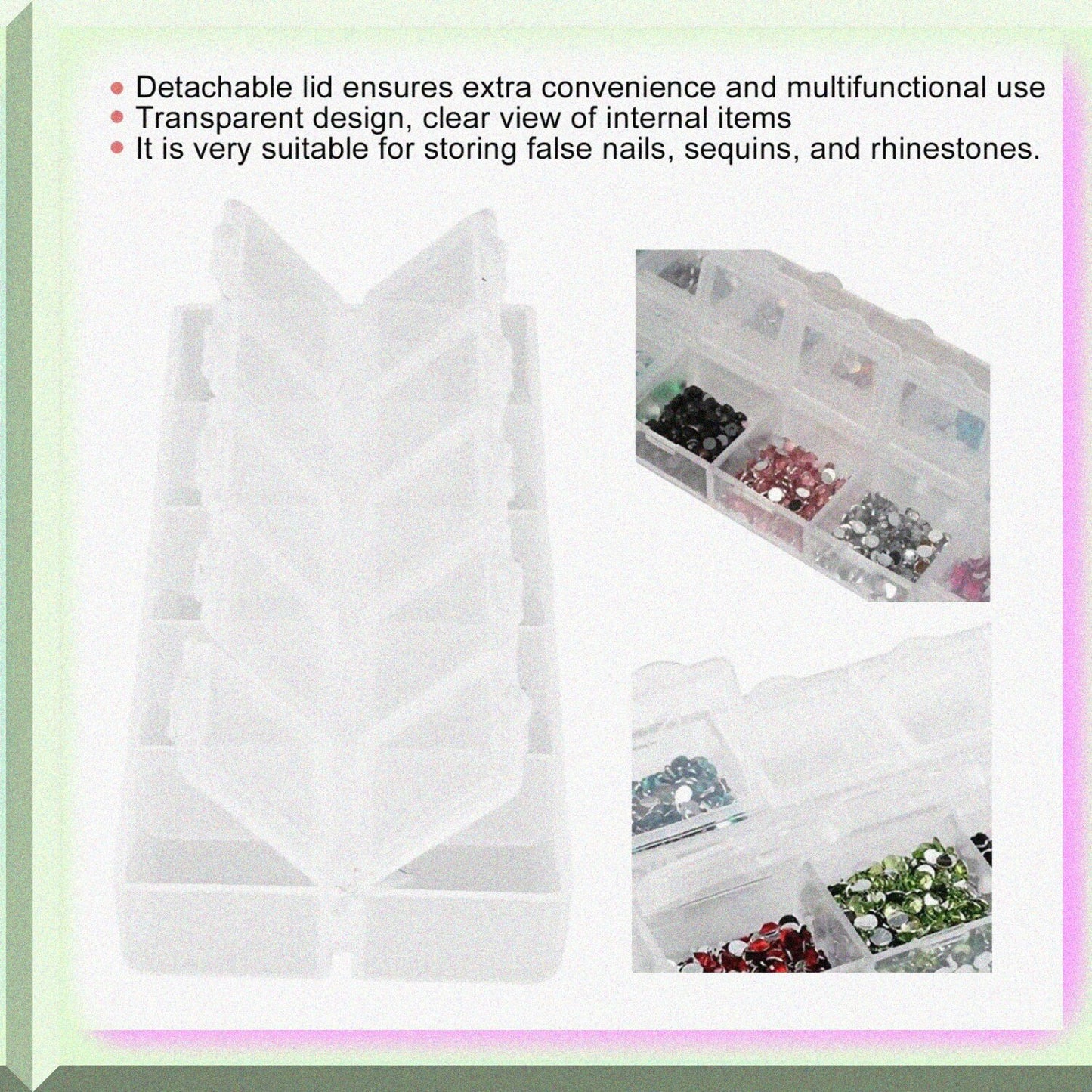 10-Compartment Plastic Storage Box for Jewelry and Nails