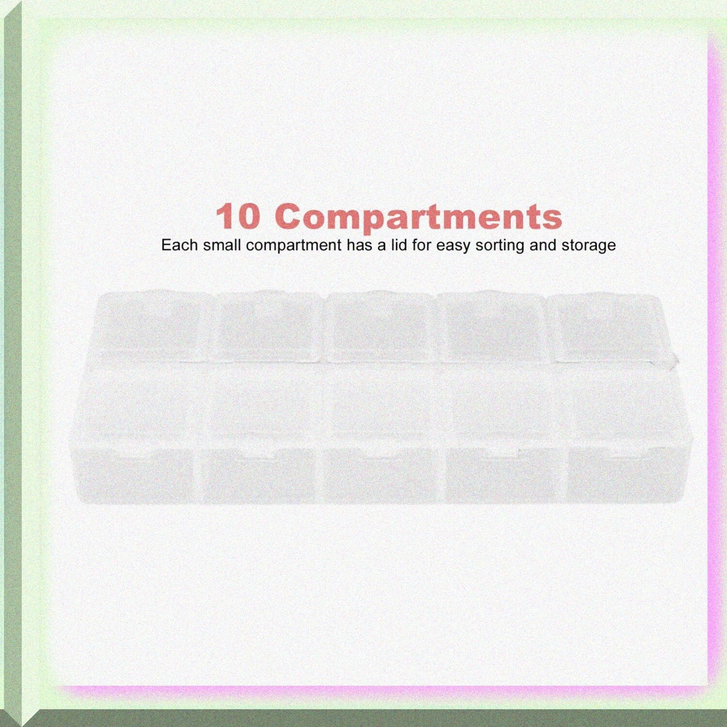 10-Compartment Plastic Storage Box for Jewelry and Nails