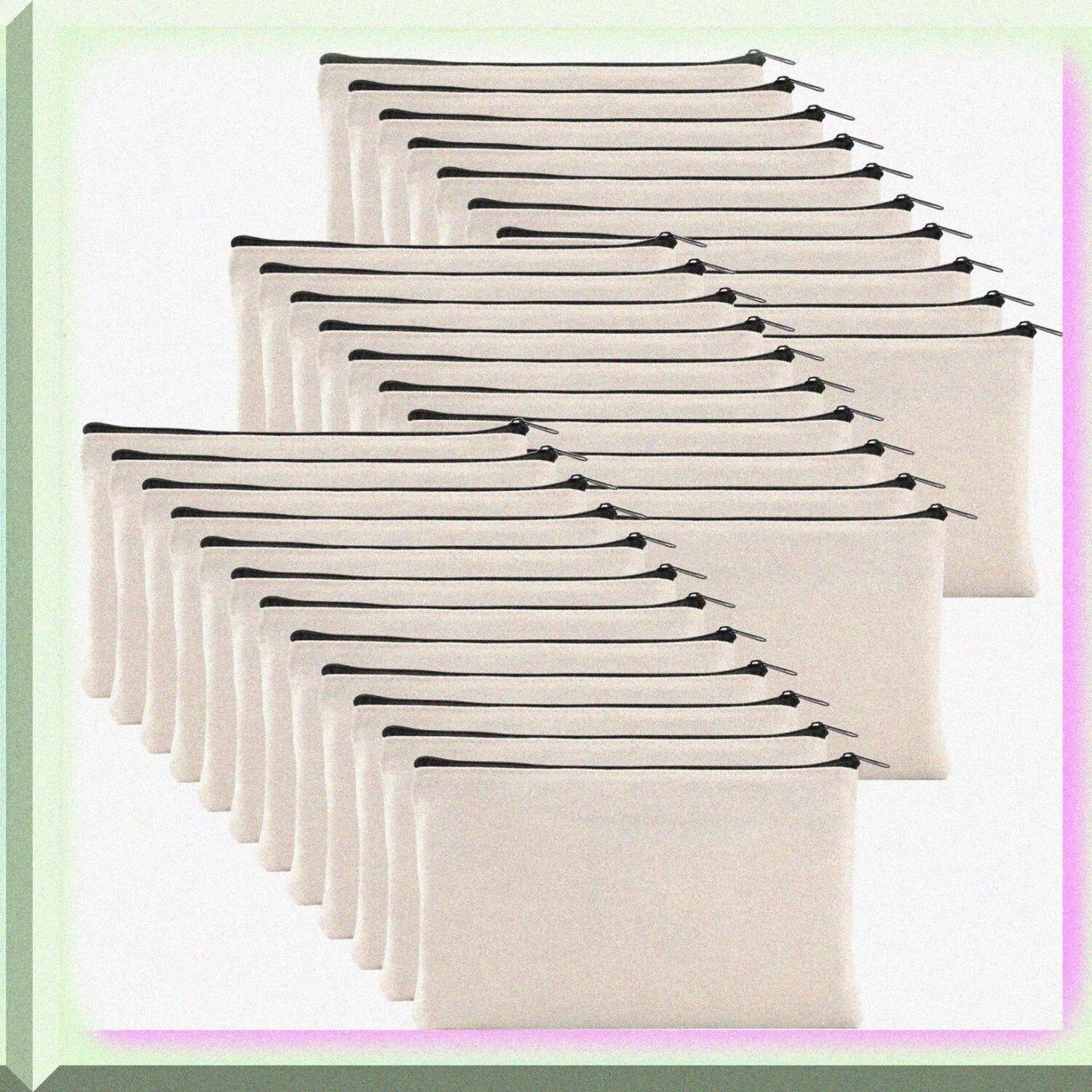 32 Pack Canvas Zipper Pouches 8x5 Inches