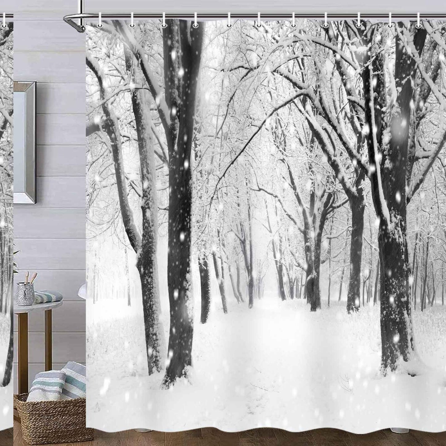 Country Farmhouse Winter Shower Curtain 71x71 Inches